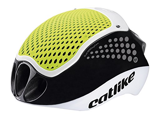 Catlike Cloud 352-2017 Casco de Ciclismo, Unisex Adulto, Blanco/Negro/Amarillo (Fluor), S (54-56 cm)