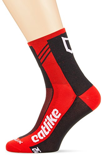 Catlike Road Calcetines Ciclismo, Unisex Adulto, Rojo/Negro, L (Números 43-47)