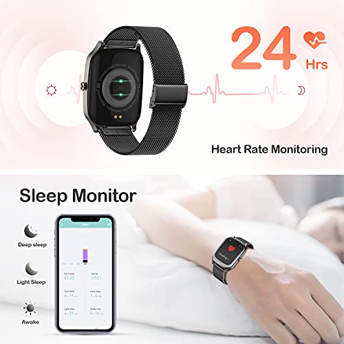 CatShin Smartwatch Mujer Reloj Inteligente Hombre Impermeable con Pulsómetro, Podómetro, Calorías, Brújula, 1.65 Pulgadas Pulsera Actividad Relojes Inteligentes Deportivo para Android iOS