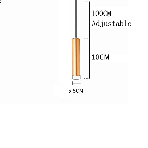 CCAN Luz de Techo Colgante de Tubo Largo de Altura Ajustable LED Lámpara de araña de Simplicidad Dorada Mostrador de Barra Lámpara Colgante de astigmatismo cilíndrico para Barra de Isla de Cocina