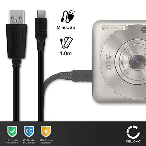 CELLONIC® Cable USB dato (1m) Compatible con GoPro HD Hero HD Hero 2 Hero 3 Black, Silver Hero 3+ Hero 4 Black, Silver Hero 4+ (Mini USB a USB A (Standard USB)), Cable de Carga