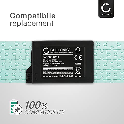 CELLONIC® XL Batería Premium Compatible con Sony PSP Slim & Lite (PSP-2000 / PSP-2004) / PSP Brite (PSP-3000 / PSP-3004) (1800mAh) PSP-S110 bateria de Repuesto, Pila reemplazo