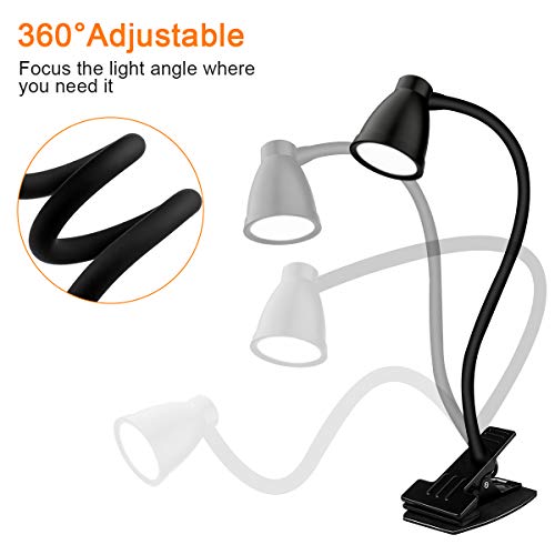 CestMall Lámpara de Mesa LED Luz Lectura Lámpara de Escritorio con Panel Táctil Luz de Libro Recargable 2 Modos Ajustables, Blanco Frío/Cálido 360 °Cuello Flexible, Ahorro