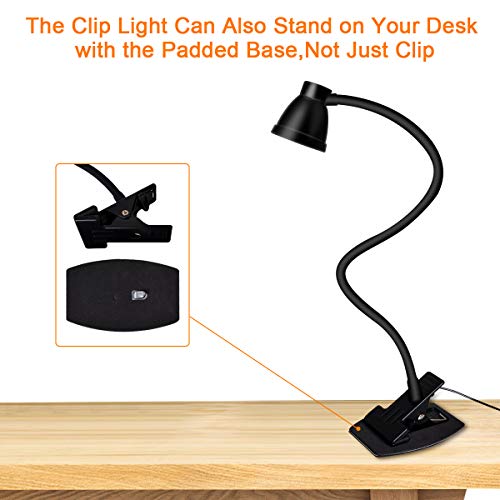 CestMall Lámpara de Mesa LED Luz Lectura Lámpara de Escritorio con Panel Táctil Luz de Libro Recargable 2 Modos Ajustables, Blanco Frío/Cálido 360 °Cuello Flexible, Ahorro