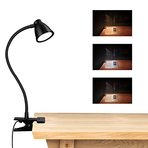 CestMall Lámpara de Mesa LED Luz Lectura Lámpara de Escritorio con Panel Táctil Luz de Libro Recargable 2 Modos Ajustables, Blanco Frío/Cálido 360 °Cuello Flexible, Ahorro