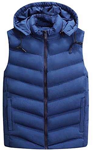 Chaleco Acolchado con Capucha para Hombre Chaqueta Deportivo sin Manga Cortaviento para Senderismo Acampada Correr Invierno Otoño Abrigo Caliente Casual - XXL