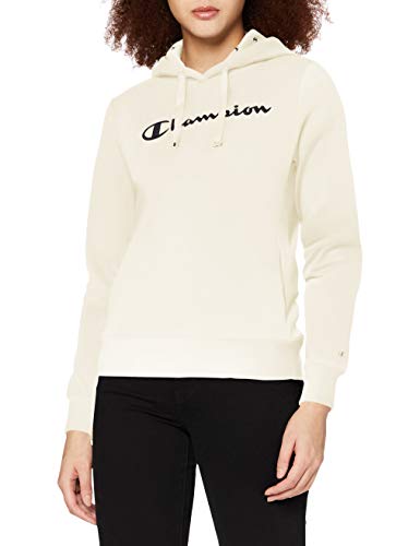 Champion Classic Logo & Allover C-Logo Hooded Sweatshirt Sudadera con Capucha, Blanco Hueso, XL para Mujer