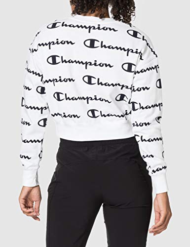 Champion Seasonal AC Logo Allover Crewneck Sweatshirt Sudadera, White Wl004, XL para Mujer