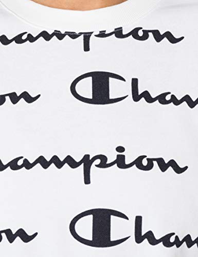 Champion Seasonal AC Logo Allover Crewneck Sweatshirt Sudadera, White Wl004, XL para Mujer