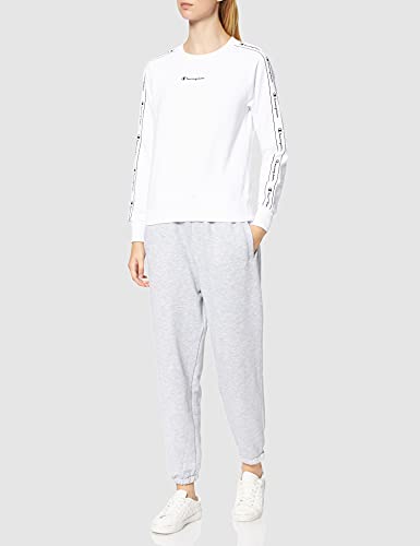 Champion Tape Mania Crewneck Sudadera, Blanco, L para Mujer