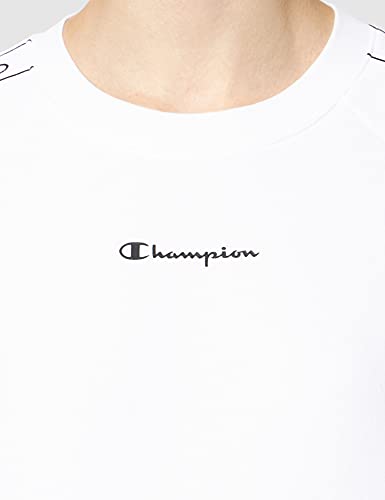 Champion Tape Mania Crewneck Sudadera, Blanco, L para Mujer