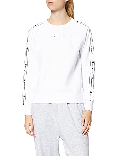 Champion Tape Mania Crewneck Sudadera, Blanco, L para Mujer