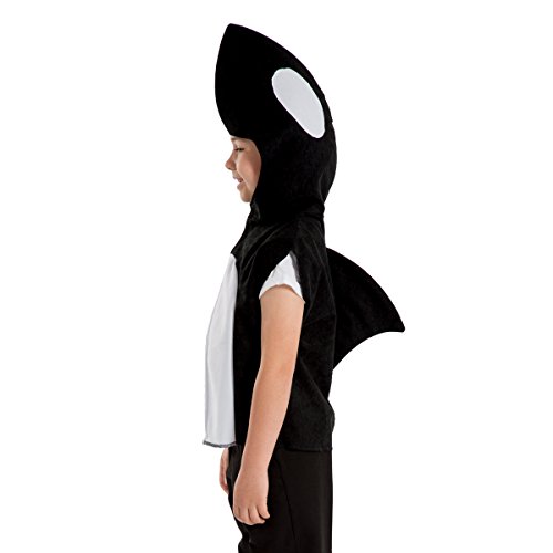 Charlie Crow Disfraz de ballena/orca para niños, talla única, 3-8 años, blanco y negro