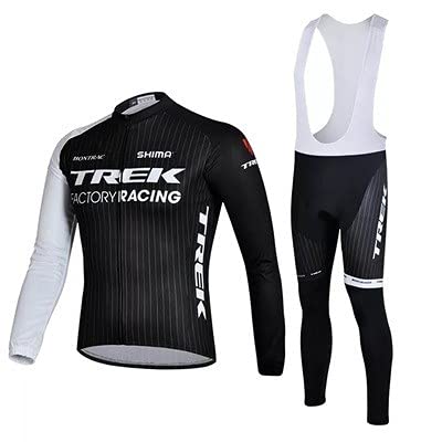 Checkless Traje de Ciclismo Hombre Invierno de Equipos Profesionales. Culotte y Maillot. Ropa Ciclismo con Badana 12D Gel Pad para MTB, Maillot Ciclismo Hombre Invierno (M, T NEGRO)