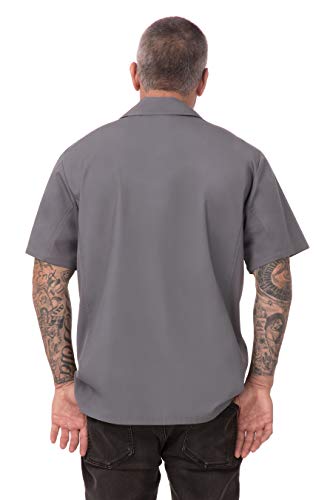 Chef Works Men's Cool Vent Cook Shirt, Gray, 5XL