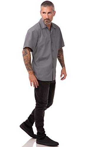 Chef Works Men's Cool Vent Cook Shirt, Gray, 5XL
