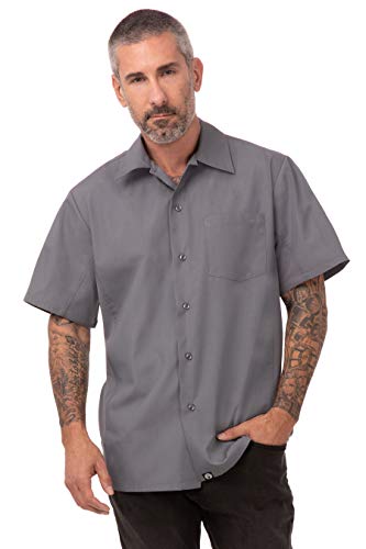 Chef Works Men's Cool Vent Cook Shirt, Gray, 5XL
