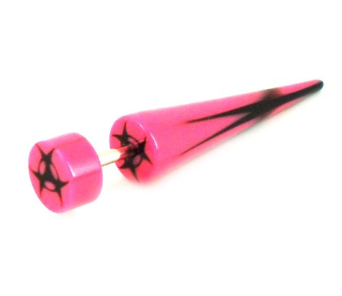 Chic-Net Biohazard icono rosa Fake varilla de extensión varilla elástica recta Piercing Expansores negro Unisex acrílico