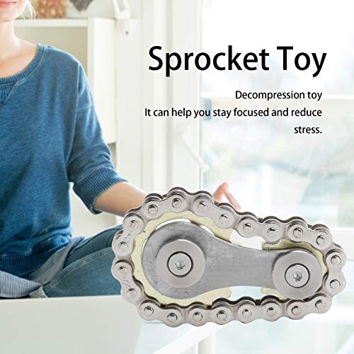 CHICIRIS Sprocket Fidget Spinner, Varillaje de Acero Inoxidable, Cadena de Bicicleta, Spinner, Engranajes, Juguete para Adultos, Niños, Alivio del Estrés(Oro)