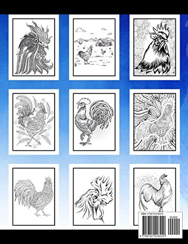 CHICKEN COLORING BOOK: Difficult Chickens Coloring Book | An Adults Chicken and Rooster Coloring Book with Hens Chickens and Chicks for Stress Relief and Relaxation with Unique Illustration