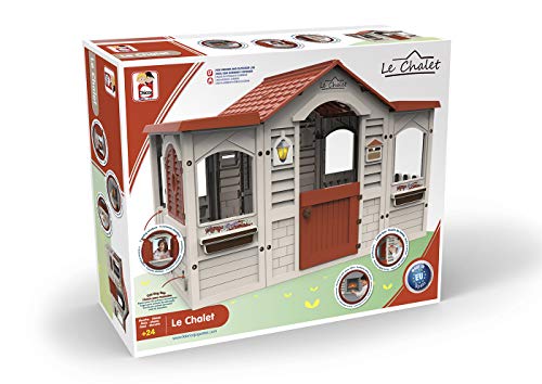 Chicos - Gran Casita Infantil de Exterior Le Chalet de Exterior e Interior | Fabricada en plástico Resistente y Duradero | Color Beige con tejado Rojo (89650)