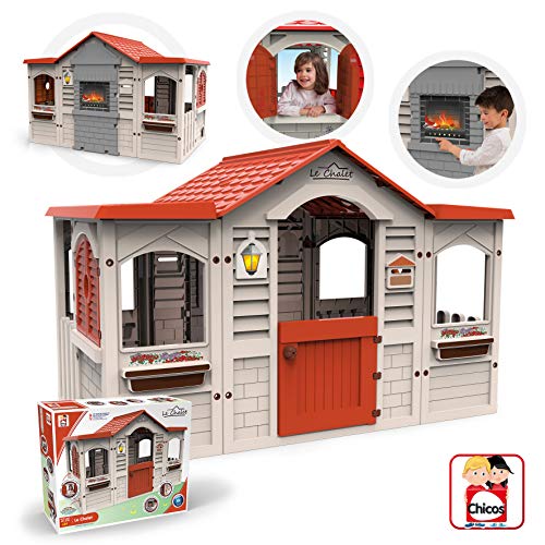 Chicos - Gran Casita Infantil de Exterior Le Chalet de Exterior e Interior | Fabricada en plástico Resistente y Duradero | Color Beige con tejado Rojo (89650)