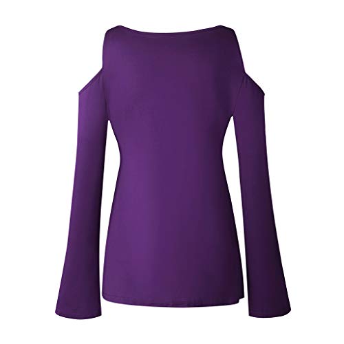 CHMORA Top de mujer con cuello en V sin tirantes de encaje de costura de manga larga Color sólido Top