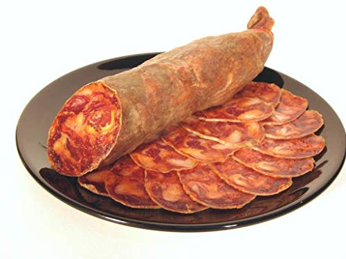 Chorizo Ibérico de Bellota Leoncio Elaboración Tradicional y Curación en Bodega. Pieza de 1400 gramos Envasada al Vacío - Incluye Cuña Degustación Queso de Oveja Curado de REGALO