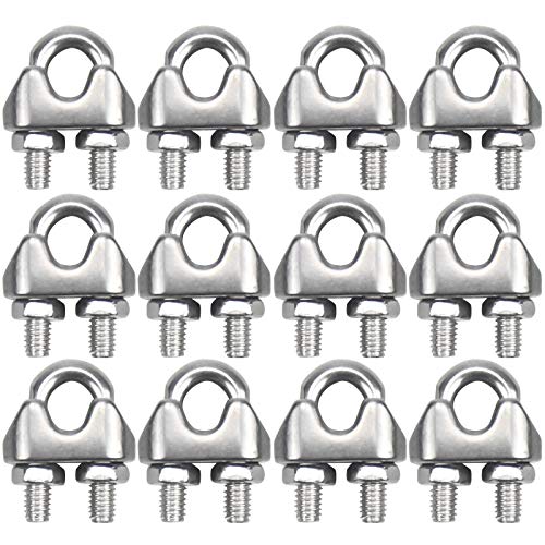 Chstarina Abrazadera de Cuerda de Alambre, 12pcs abrazaderas de acero inoxidable, Abrazadera En Forma De U Abrazadera De Cable Para Tensar Cables Para La Industria tensor cuerda tendedero (M3)