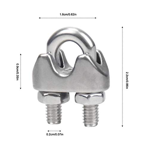 Chstarina Abrazadera de Cuerda de Alambre, 12pcs abrazaderas de acero inoxidable, Abrazadera En Forma De U Abrazadera De Cable Para Tensar Cables Para La Industria tensor cuerda tendedero (M3)