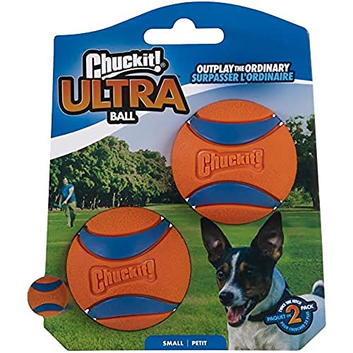 Chuckit 17020 Ultra Ball, 2 Pelotas para Perros Compatible con el Lanzador, S (El empaque puede variar)