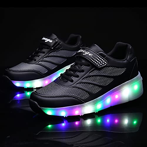 Churlin Zapatos con Ruedas Zapatillas con Dos Ruedas para niños y niña Led Luces Zapatillas con Ruedas Se Puede Bambas con Ruedas Automática Calzado de Skateboarding