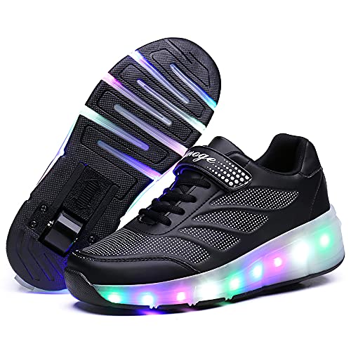 Churlin Zapatos con Ruedas Zapatillas con Dos Ruedas para niños y niña Led Luces Zapatillas con Ruedas Se Puede Bambas con Ruedas Automática Calzado de Skateboarding