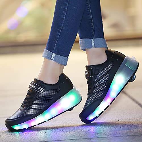 Churlin Zapatos con Ruedas Zapatillas con Dos Ruedas para niños y niña Led Luces Zapatillas con Ruedas Se Puede Bambas con Ruedas Automática Calzado de Skateboarding