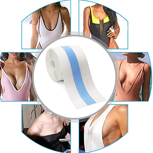 Cinta Adhesiva Pecho para Cuerpo Lencería, Cinta para Mujer Elevación del Busto Cinta de Levantamiento de Senos Tetas Invisible ideal para Vestido sin Hombro de Noche Escote V, 5CM x 5M (Transparente)