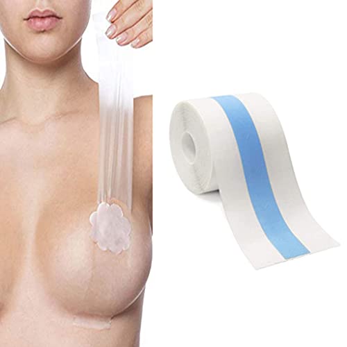 Cinta Adhesiva Pecho para Cuerpo Lencería, Cinta para Mujer Elevación del Busto Cinta de Levantamiento de Senos Tetas Invisible ideal para Vestido sin Hombro de Noche Escote V, 5CM x 5M (Transparente)