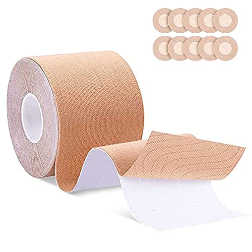 Cinta para el Pecho, Cinta de Senos, Cinta Adhesiva para Pechos, Cinta de Levantamiento de Senos, Boob Tape, con 5 Pares Cubierta de Pezón, para Prevenga la Flacidez del Pecho