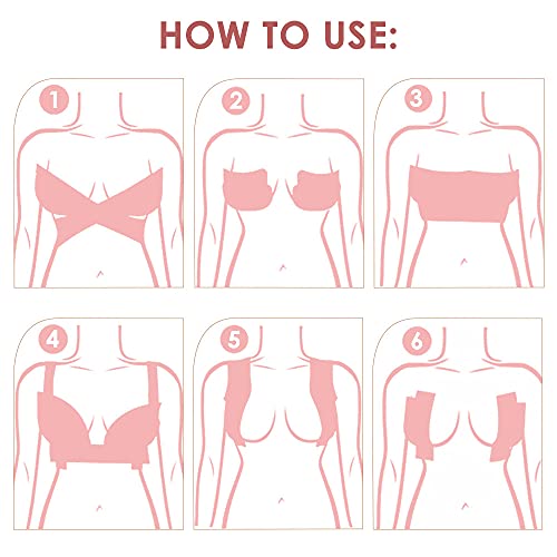 Cinta para el Pecho, Cinta de Senos, Cinta Adhesiva para Pechos, Cinta de Levantamiento de Senos, Boob Tape, con 5 Pares Cubierta de Pezón, para Prevenga la Flacidez del Pecho