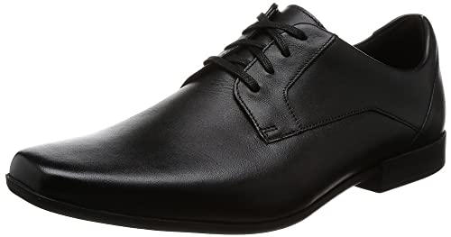 Clarks Glement Lace, Zapatos de Cordones Derby Hombre, Negro (Black Leather), 43 EU