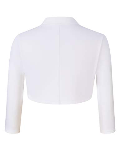 Clearlove Bolero elegante chaqueta de punto de manga 3/4 para mujer, chaqueta corta festiva (embalaje múltiple)., Blanco-2, XXL