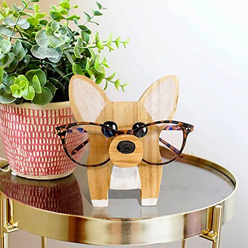 CLEAVE WAVES Soporte Creativo para Gafas con Forma De Animal, Soporte para Anteojos De Animales Tallados En Madera, Soporte para Gafas De Madera para Decoración De Mesa para El Hogar,Dog