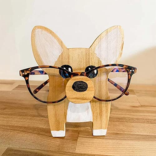 CLEAVE WAVES Soporte Creativo para Gafas con Forma De Animal, Soporte para Anteojos De Animales Tallados En Madera, Soporte para Gafas De Madera para Decoración De Mesa para El Hogar,Dog