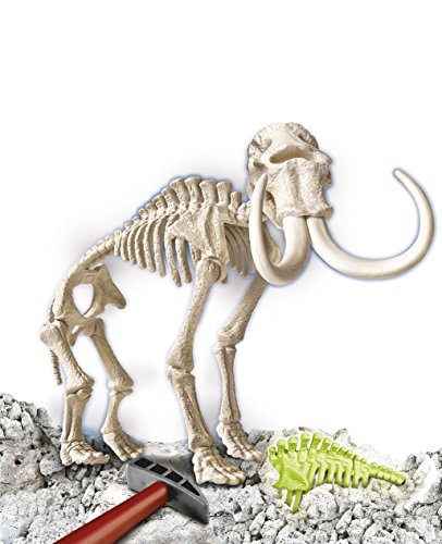 Clementoni-55027 - Arqueojugando Mamut fosforescente - juego científico para excavar y montar dinosaurios a partir de 7 años