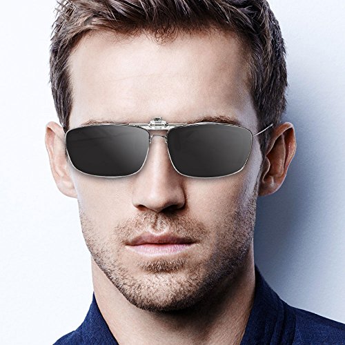 Clip en las gafas de sol polarizadas Mens/womens Flip up polarizado lentes de sol caber sobre gafas graduadas/lectores/deportes al aire libre