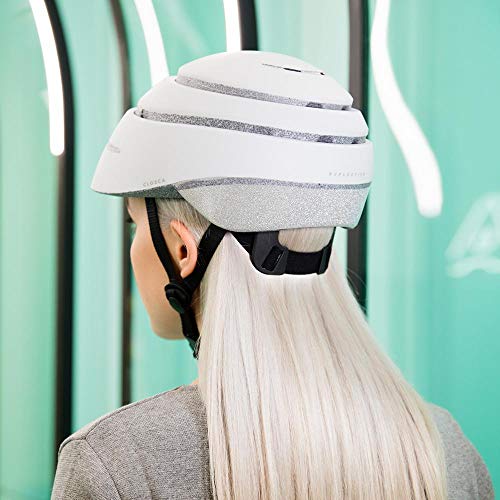 Closca Casco de Bicicleta para Adulto, Plegable Helmet Loop. Casco de Bici y Patinete Eléctrico/Scooter para Mujer y Hombre Unisex. Perla/Reflectante, Talla M