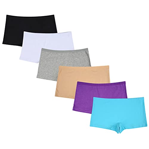 Closecret Lencería para Mujer Paquete de 6 Comfort Soft Boyshorts Bragas de Algodón Elástico (M(Cintura:71-74cm), 6 Colores)