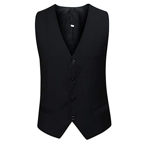 Cloudstyle Traje Suit Hombre 3 Piezas Chaqueta Chaleco pantalón Traje al Estilo Occidental, Negro, S