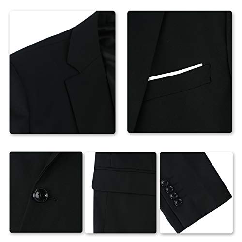 Cloudstyle Traje Suit Hombre 3 Piezas Chaqueta Chaleco pantalón Traje al Estilo Occidental, Negro, S