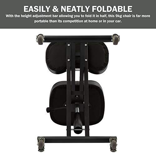 CO-Z Silla Ergonómica para Rodillas Silla Ergonómica de Rodillas Ajustable para Mejorar la Postura Taburete para Rodilla con Ruedas y Cojines Gruesos (Sin Respaldo)