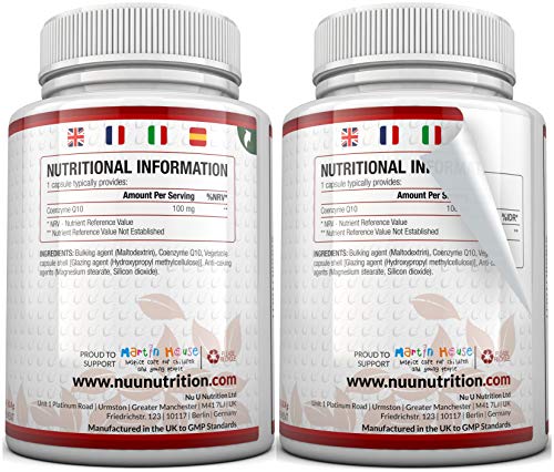 COENZIMA Q10-100 mg | 120 Comprimidos | Complemento alimenticio de Nu U Nutrition